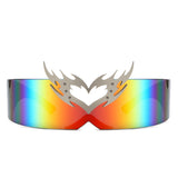 HW1011 - Futuristic Cyclops Wraparound Shield Translucent Crown Design Wholesale Sunglasses