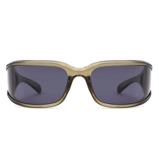 HS2204 - Wraparound Futuristic Shield Sleek Sporty Wholesale Sunglasses