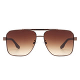 J2036 - Square Flat Top Brow-Bar Tinted Fashion Wholesale Sunglasses