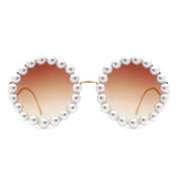 HJ2086 - Round Fashion Pearl Luxury Wavy Frame Women Wholesale Sunglasses