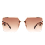 HJ3035 - Square Chain-Link Luxurious Oversize Rimless Wholesale Sunglasses