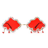 HJ2095 - Rimless Cloud Shape Hanging Charms Wholesale Sunglasses