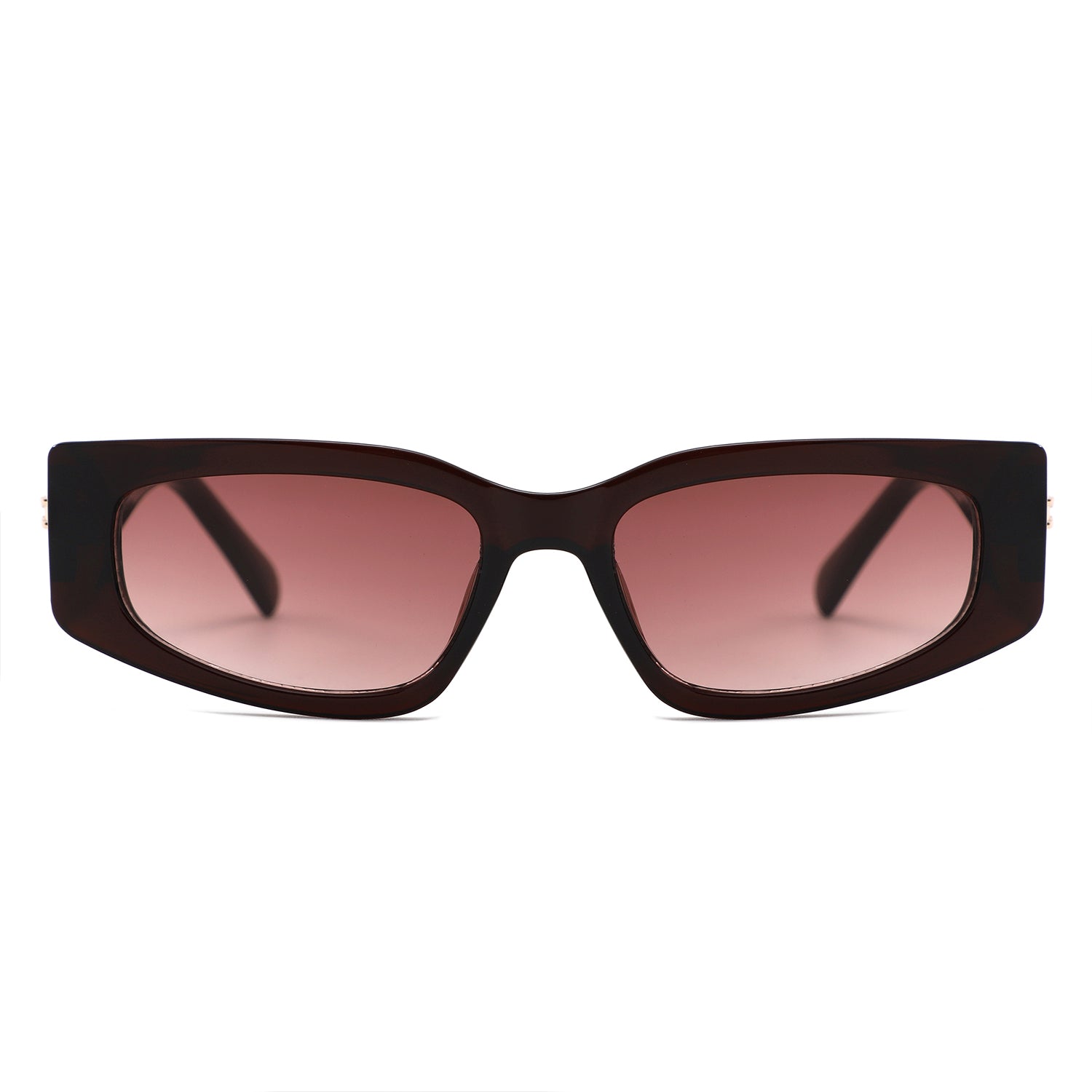 S1267 - Rectangle Wide Gold Accent Wrap Sunglasses - Iris Fashion
