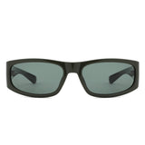 S1261 - Sleek Rectangle Textured Sides Wraparound Fashion Sunglasses