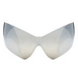 HS2170 - Rimless Modern Oversize Color Pop Curved Wholesale Sunglasses