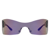 HW1010 - Futuristic Square Mirrored Flat Top Wrap Around Shield Wholesale Sunglasses