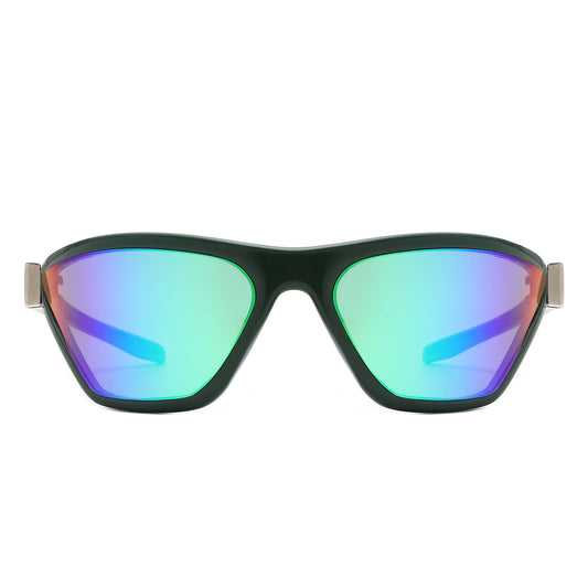 HS2148 - Square Fashion Mirrored Wrap Around Wholesale Sport Sunglasses