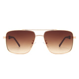 J2037 - Square Flat Top Tinted Brow-Bar Fashion Wholesale Sunglasses