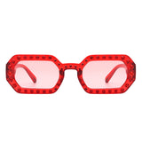 HS2154 - Square Retro Geometric Tinted Rhinestone Fashion Wholesale Sunglasses