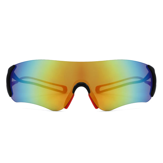 HS2263 - Rimless Performance Wraparound Shield Sport Sunglasses