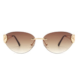 HW2056 - Women Chic Frameless Oval Fashion Heart Design Cat Eye Wholesale Sunglasses