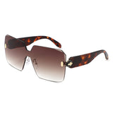 HS2198 - Oversize Rimless Fashion Shield Square Wholesale Sunglasses