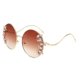 HJ2124 - Round Oversized Luxurious Crystal Fashion Wholesale Sunglasses