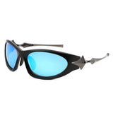 HS2169 - Rectangle Wrap Around Fashion Irregular Oval Wholesale Sunglasses