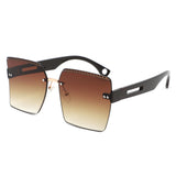 HJ2072 - Oversize Rimless Square Curved Lens Fashion Wholesale Sunglasses