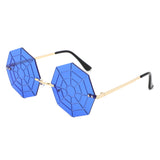 HW2062 - Geometric Round Spider Web Tinted Colored Wholesale Sunglasses