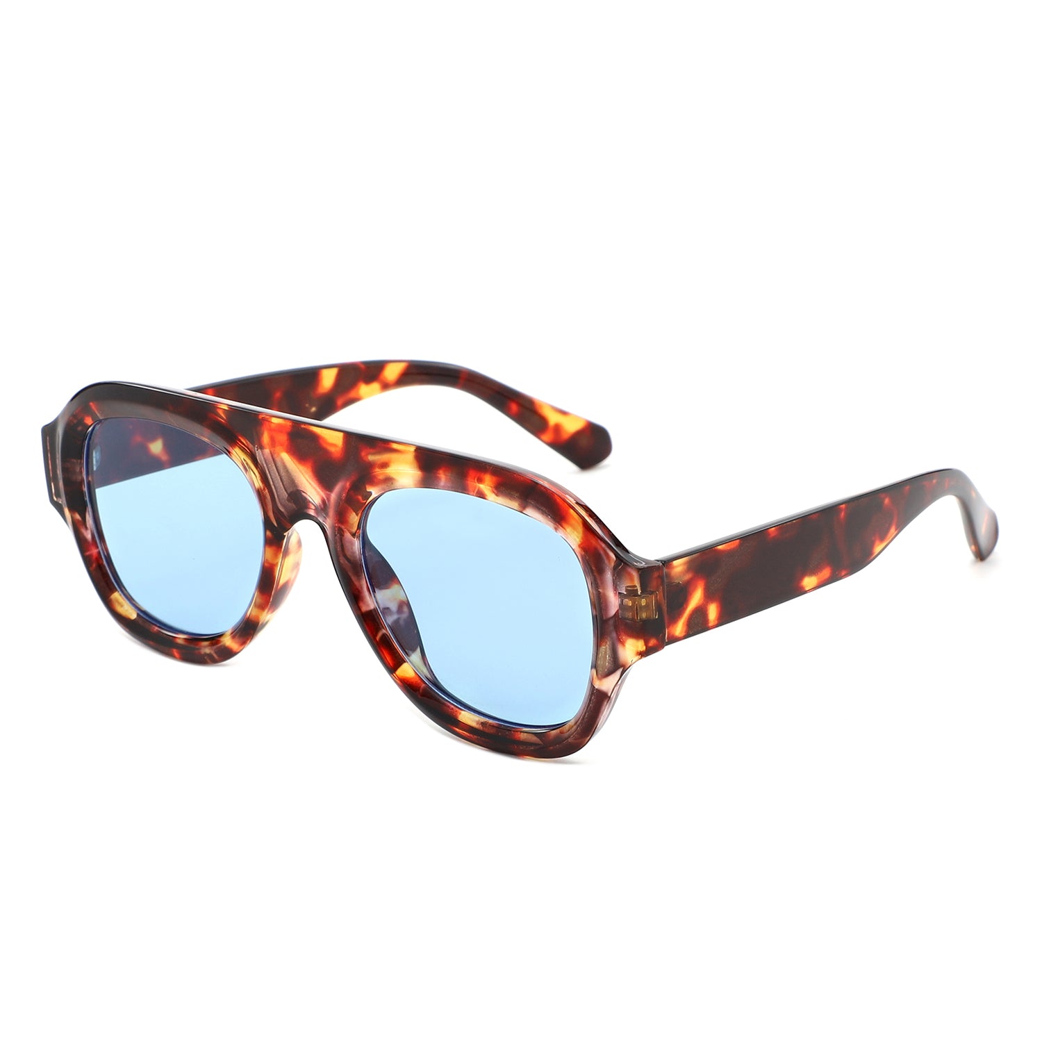 HS1406 - Bold Retro Aviator Shield Chunky Sunglasses - Iris Fashion