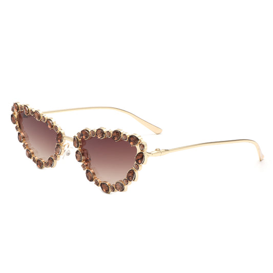 HJ2064 - Women Cat Eye Rhinestone Luxury Fashion Wholesale Sunglasses