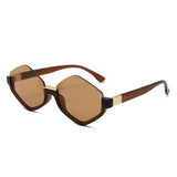 HS1421 - Geometric Semi-Rimless Polygon Sunglasses