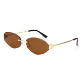 HJ2117 - Rimless Oval Slim Gold Temple Fashion Wholesale Sunglasses