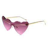 HJ2106 - Rimless Heart-Shaped Gradient Gold-Temple Wholesale Sunglasses