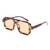 HS1382 - Square Brow-Bar Flat Top Tinted Lens Wholesale Sunglasses