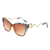 HS2207 - Oversized Square Cat-Eye Wavy Temples Sunglasses - Iris Fashion