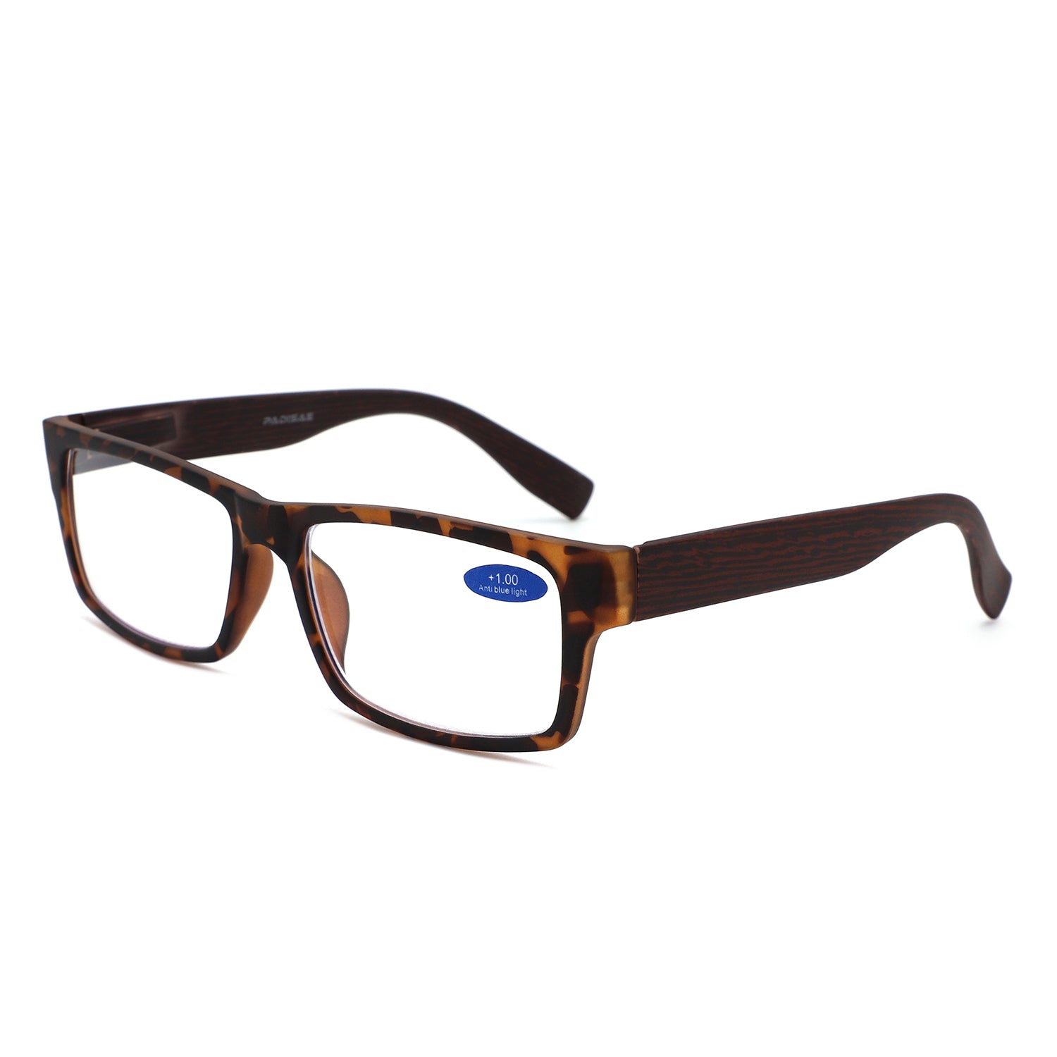 883 - Rectangle Woodgrain Temples Reading Glasses - Iris Fashion