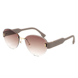 HJ2077 - Oval Rimless Tinted Chic Round Fashion Women Wholesale Sunglasses