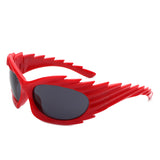 HS2136-1 - Wrap Around Oval Spike Oversize Fashion Wholesale Sunglasses