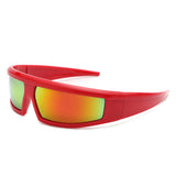 HS1222 - Rectangle Y2K Futuristic Sports Flat Top Wrap Around Wholesale Sunglasses