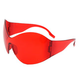 HW1012 - Women Fashion Rimless Oversized Shield Wraparound Wholesale Sunglasses