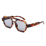 HS1342 - Square Geometric Block Brow-Bar Aviator Wholesale Sunglasses