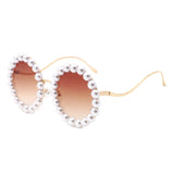 HJ2086 - Round Fashion Pearl Luxury Wavy Frame Women Wholesale Sunglasses