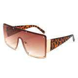 HJ2111 - Oversized Flat Top Stud Trim Shield Wholesale Sunglasses