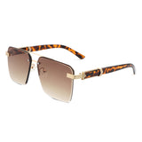 HW3021 - Retro Square Rimless Brow-Bar Tinted Fashion Wholesale Sunglasses