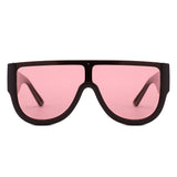 HS2261 - Oversized Flat Top Aviator Style Shield Sunglasses