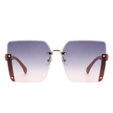 HW2066 - Rimless Fashion Square Flat Top Wholesale Sunglasses