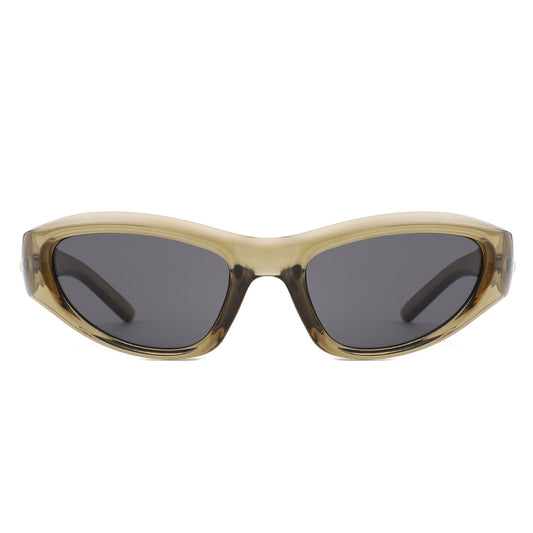 HS1328 - Rectangle Sport Wrap Around Star Design Wholesale Sunglasses