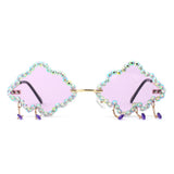 HJ2095 - Rimless Cloud Shape Hanging Charms Wholesale Sunglasses
