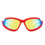 HS1327 - Geometric Wrap Around Sport Rectangle Wholesale Sunglasses