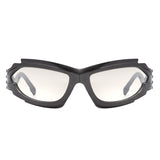HS1236 - Geometric Rectangle Futuristic Wrap Around Wholesale Sunglasses