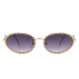 HJ3040 - Oval Retro Modern Diamond Star Round Wholesale Sunglasses