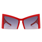 HS1286 - Geometric Square Semi-Rimless Cat Eye Oversize Fashion Wholesale Sunglasses
