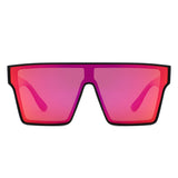 FS1005 - Oversize Bold Flat Top Shield Mirrored Wholesale Sunglasses