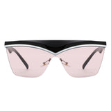 S2143 - Semi-Rimless Fashion Flat Top Square Wholesale Sunglasses