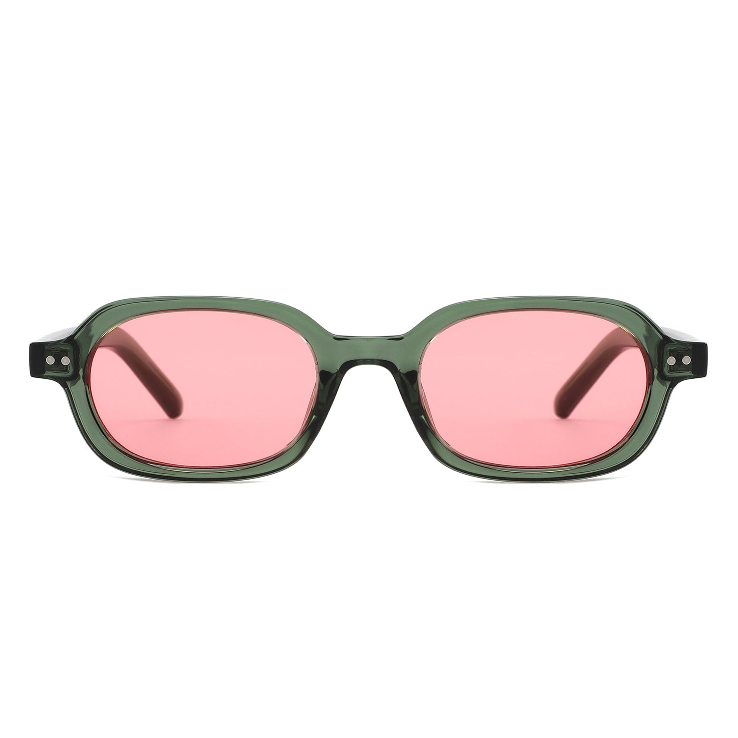 S1255 - Retro Oval Rectangle Chunky Frame Sunglasses - Iris Fashion