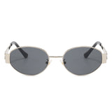 9883 - Retro Oval 90s Vintage Fashion Round Wholesale Sunglasses