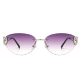 HW2056 - Women Chic Frameless Oval Fashion Heart Design Cat Eye Wholesale Sunglasses