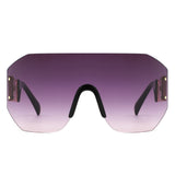 HW2065 - Rimless Oversize Retro Chunky Square Wholesale Sunglasses